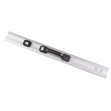 500mm Aluminum Ruler With 2 Spirit Levels – Bevelled Edge For Cutting & Marking, Metric Scales 0-500 & 250-0-250 – Lightweight Straightedge